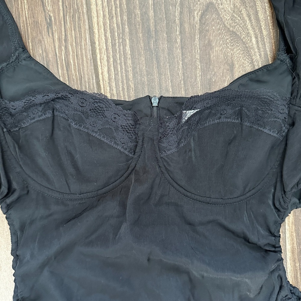 Princess Polly Black Long Sleeve Mini Dress Size‎ 12 Open Sides Goth Witchy Emo - Picture 4 of 10